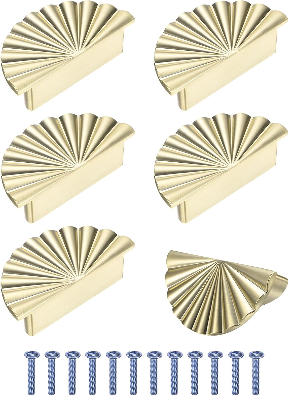 M METERXITY 6-Pack Brushed Cabinet Knobs, 3.5" Half Moon Modern Zinc Alloy Knobs Handles for Dresser Drawers/Office Decorative/Kitchen Bathroom Door [Brush Bronze]