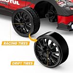 DEERC RC Drift Car, 4WD 2.4GHz Remote Control Car for Kids W/LED Lights, Car Shell, 2 Rechargeable Batteries, 40mins Playtime, Racing & Drift Wheels, 8 Traffic Cones, Toy Cars for Boys Girls