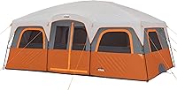 CORE 12 Person Cabin Tent for Family Camping - Spacious Multi-Room, Weatherproof Straight Wall Design, 86" Height