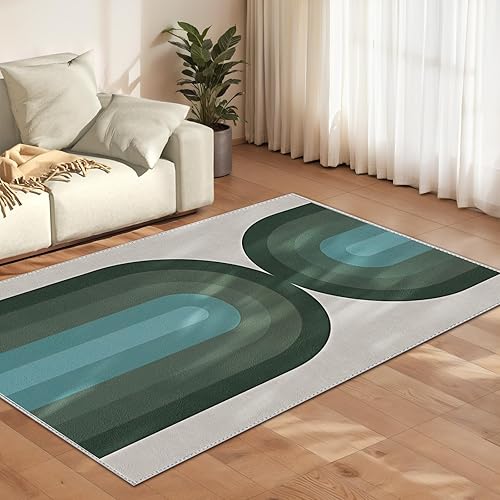 Miniatura 10 de Alfombra de área naranja arcoíris para sala de estar, alfombra de 5 x 7 pies para dormitorio interior, antideslizante, lavable, resistente a las