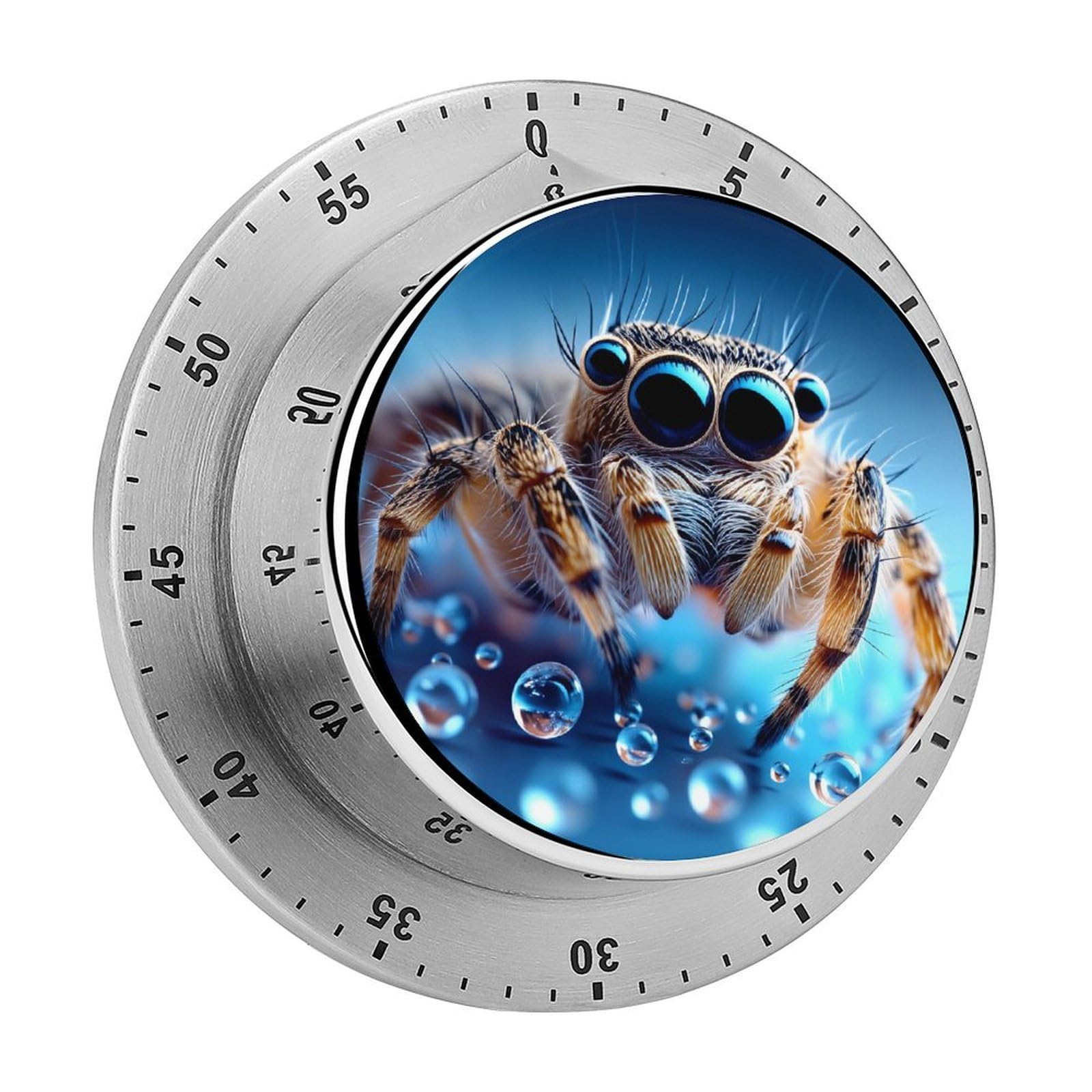 Cute Jumping Spider 60 Minute Wind Up Timer,Visual Mechanical Magnetic Timer with Loud Alarm for Kitchen