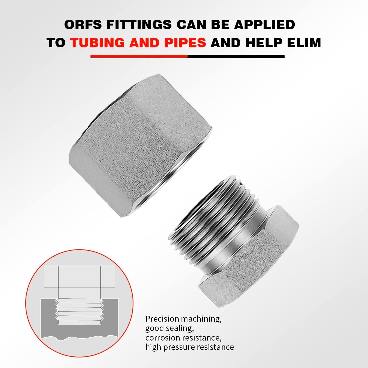 80 Pcs ORFS Cap and Plug Kit Hose Tube and Pipe Fitting Set Hydraulic O-Ring Face Seal Cap and Plug Kit Galvanized 45# Steel with Precision Threading Dash Sizes 04 06 08 10 12 16