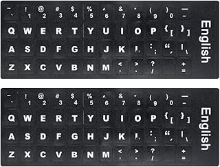2PCS Universal French Keyboard Stickers,Computer Keyboard Replacement Stickers for Laptop Computer PC Notebook Desktop Keyboard,Keyboard Alphabet Sticker (English Black)