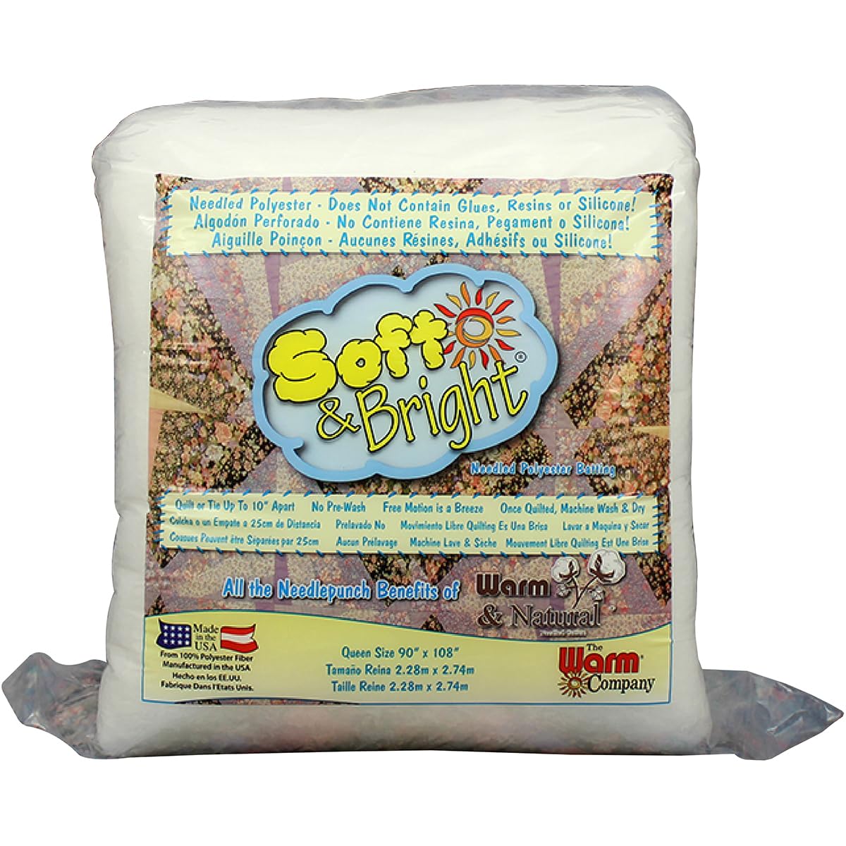 Warm Company 4 oz Soft & Bright Polyester Quilt Batting, 90