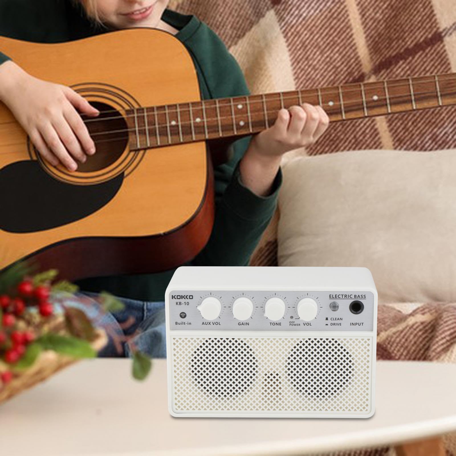 Stylowy przenośny mini głośnik z gitarą elektryczną zapewnia dźwięk | wzmacniacza basowego o mocy 10 W w dowolnym miejscu i czasie. Przenośny