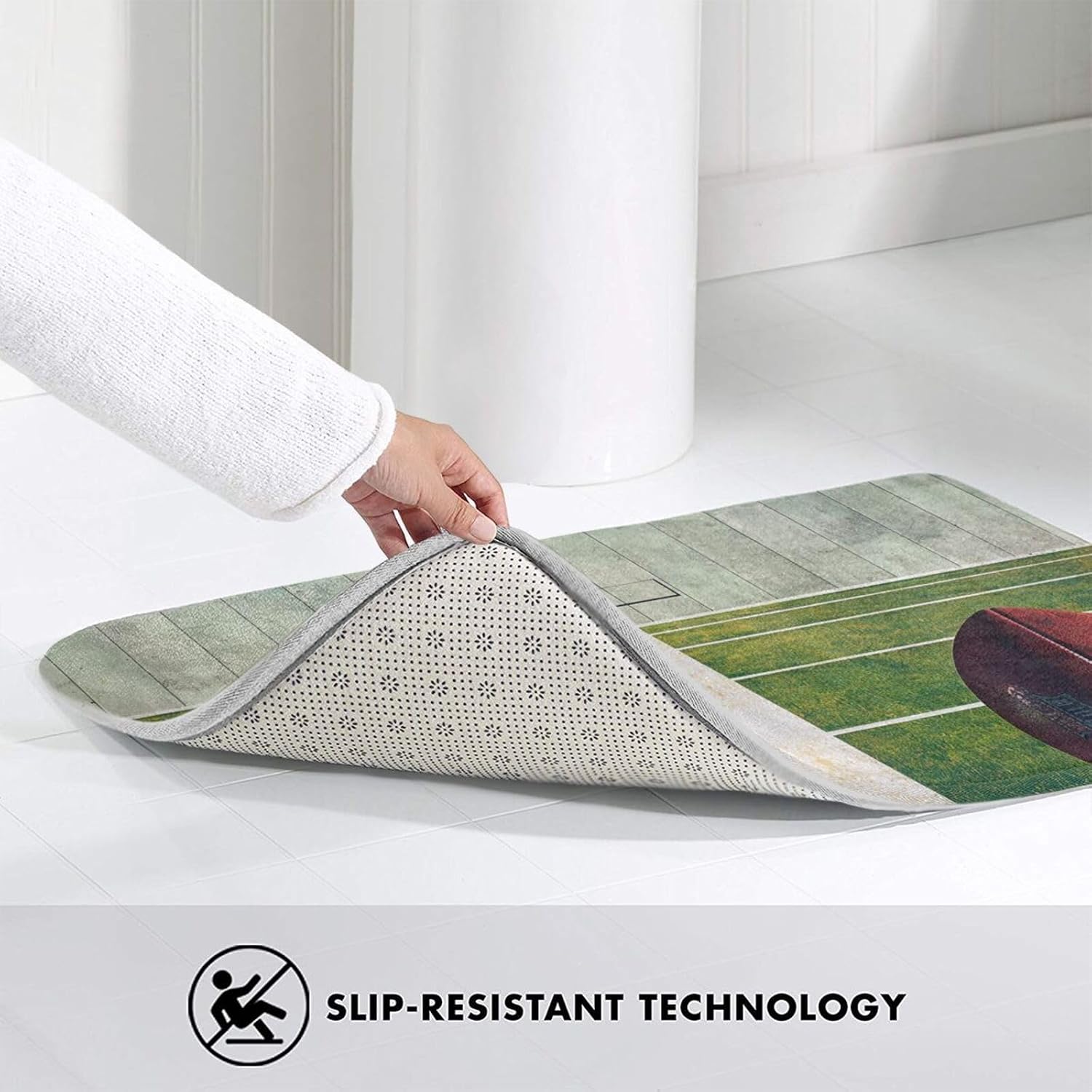 Football Field Ball Sport Printed Door Mat Soft Welcome Mat Non-Slip Entrance Rug Floor Mats for Kitchen Bathroom Floors 19.5"x31.5"