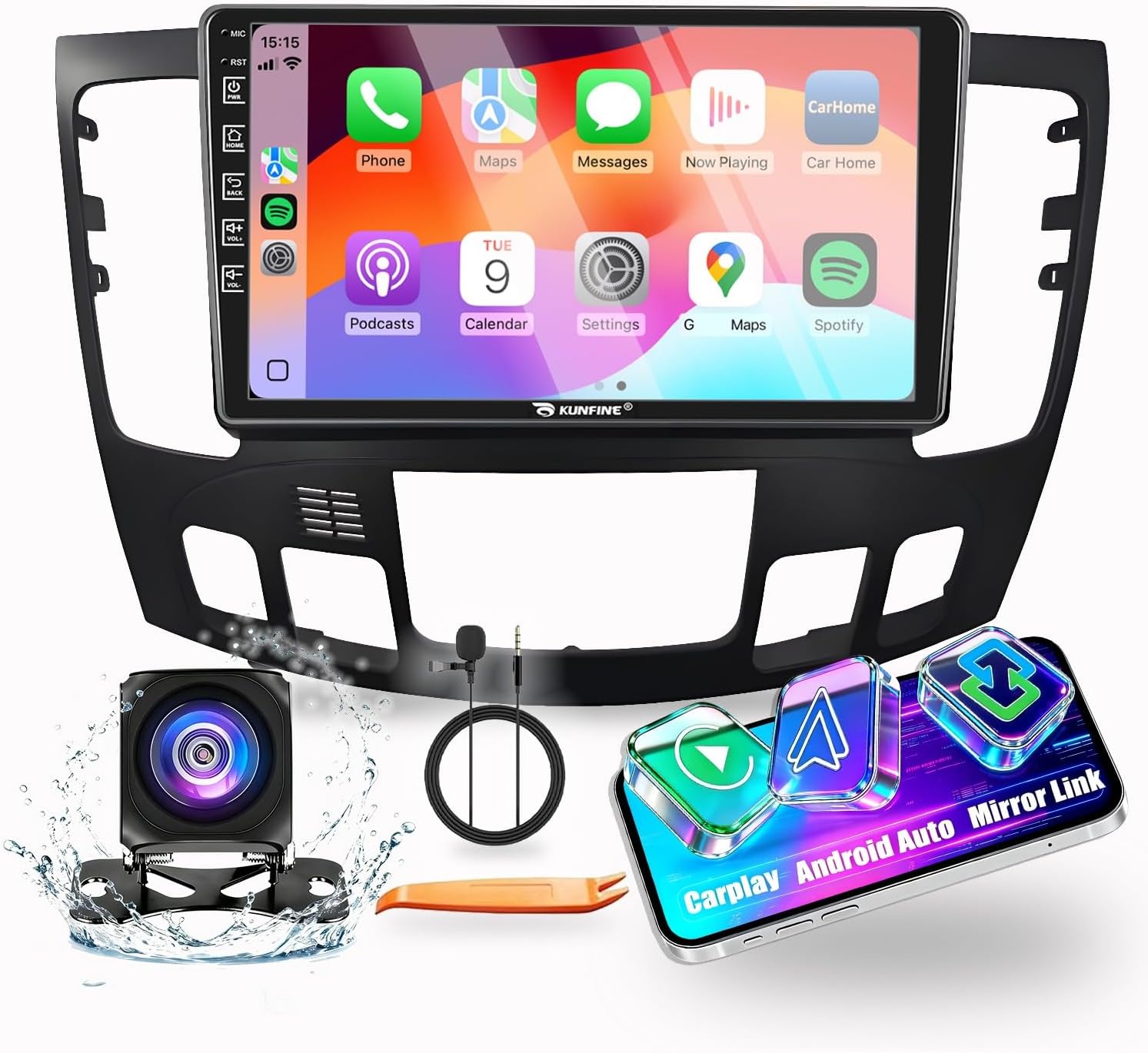 for Hyundai Sonata 2009-2010 AUTO AC 2G+64G CarPlay Android Auto Navigation Stereo GPS Radio Reverse Camera Display 9" IPS Touchscreen Headunit Tablet Pad Media Player, if Applicable Quad Core