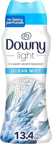 Downy Perlas elevadoras de aroma ligero para lavadora, niebla oceánica, 13.4 onzas, sin perfumes pesados
