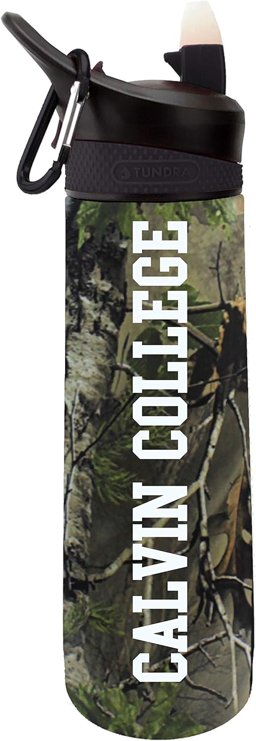 The Fanatic Group Calvin College Dual Walled Stainless Steel Sports Bottle, Design-1 - Oak