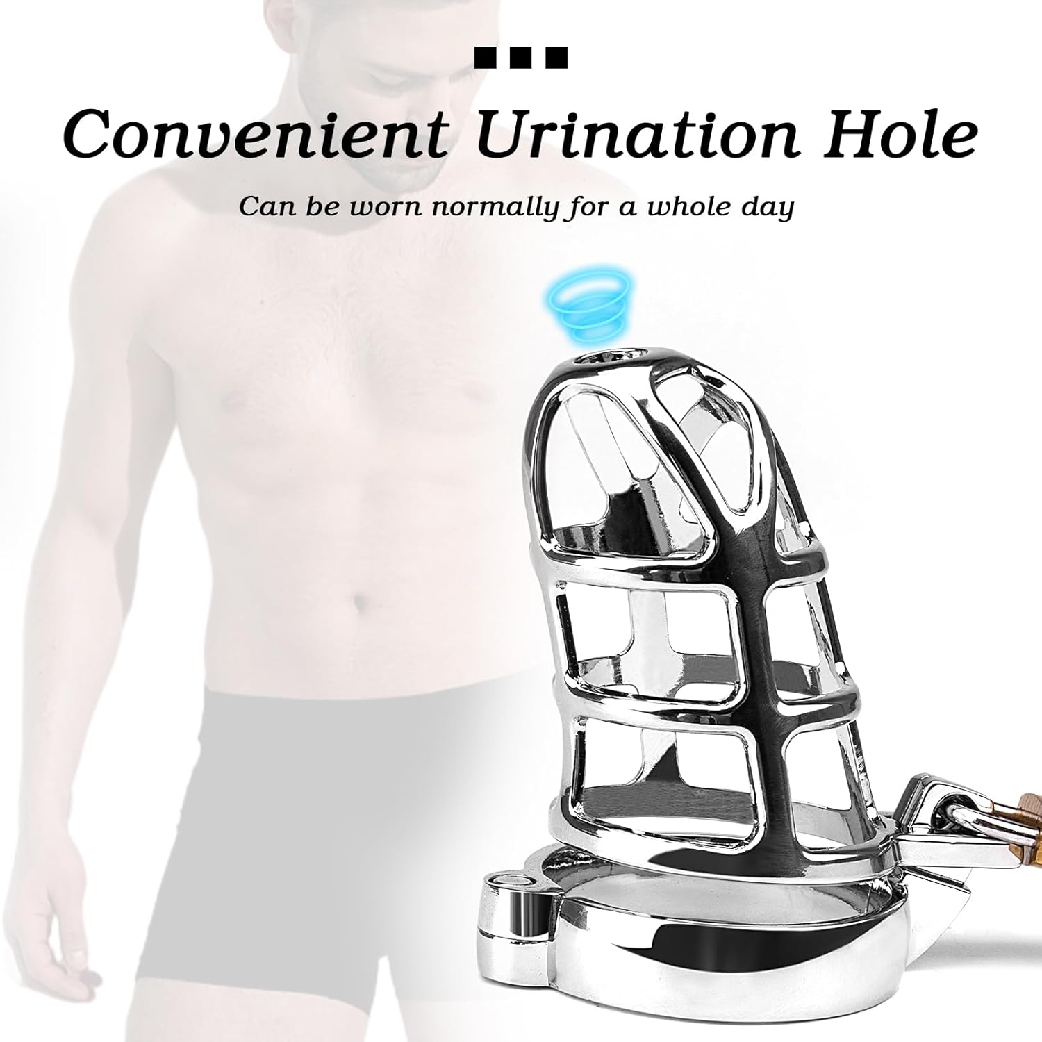 Male Cage Chastity Device Chastity Lock Beginner Cage with Sunglasses to Prevent Erection Bondage Steel Stainless for Men (Color : Silver, Size : 45mm)