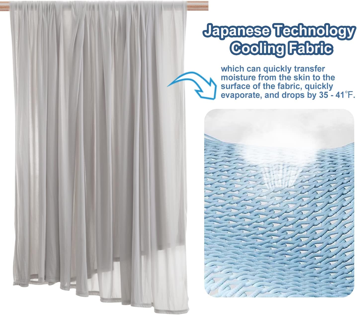 Cooling Blanket Queen Size, Summer Blanket with Extreme Thin Design, Japanese Cooling Fiber Absorbs Body Heat, Lightweight Soft Cold Sheet for Sleeping Cool Bed(Queen Size 96" x 90" Grey) - Image 2