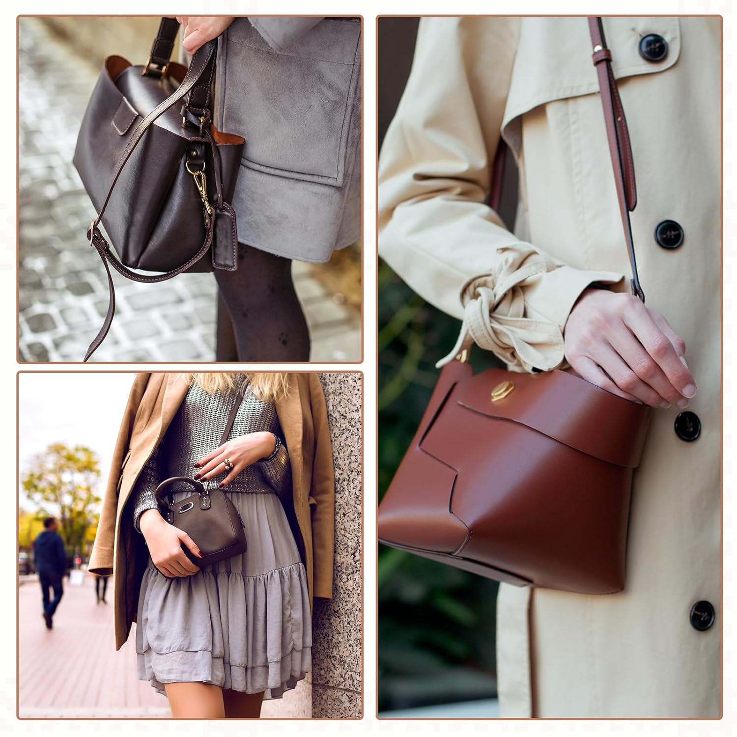 uxcell Purse Straps Replacement, Adjustable Leather Crossbody Handbag Shoulder Strap Conversion Kit for Mini Pouch, Tote Bag - Image 6