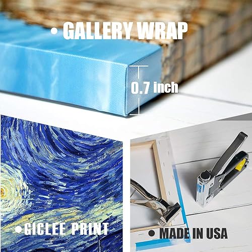 Miniatura 885 de A&T ARTWORK The Starry Night de Vincent Van Gogh. Tamaño del marco: 36 x 30 pulgadas, tamaño de la imagen: 30 x 24 pulgadas, reproducciones clásicas