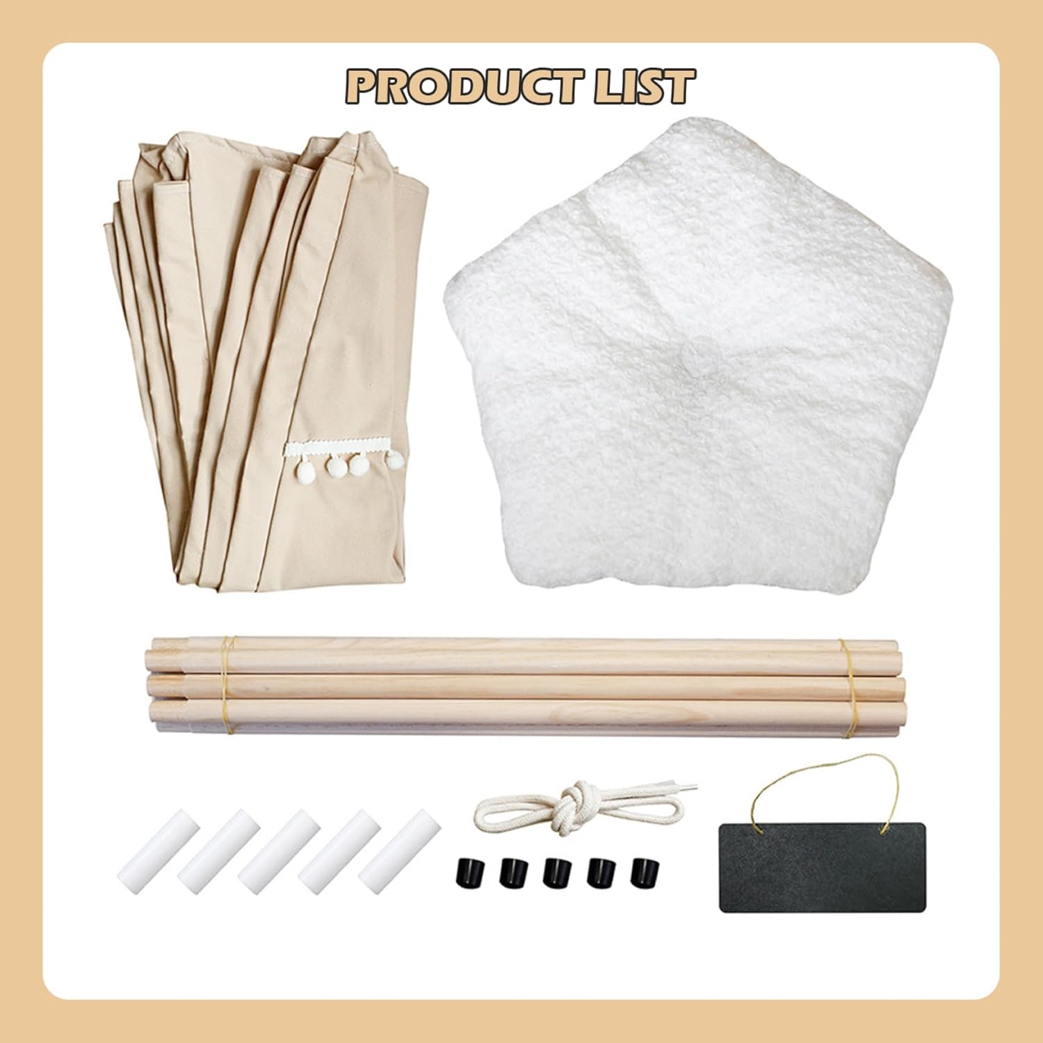 Portable Pet Teepee Tent 24 Inch for Dogs & Cats Under 7kg with Washable Cushion and Chalkboard, Warm Floor Mat Included