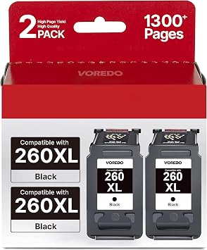 260XL Black Ink Cartridge 2 Pack Replacement for TS6420a Ink Cartridges for 260 Black Ink PG-260XL Use for TS6400 TS6420a TS6420 TS5300 TS5320 TR7020a TR7020 TR7022 TR7022a