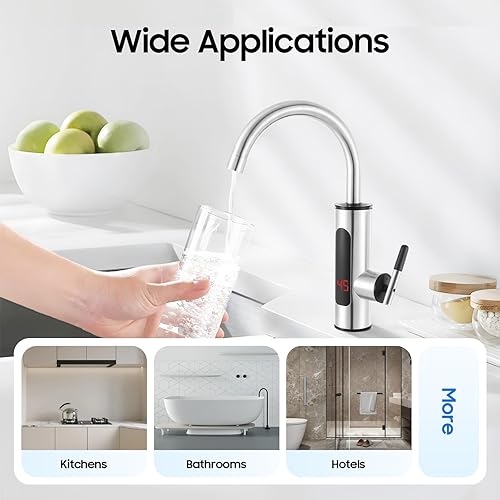 Miniatura 7 de Electric Heating Faucet & Tankless Hot Water Faucet, 110V Instant Hot Water Dispenser with LED Temperature Display and Energy-Saving Design, Fast
