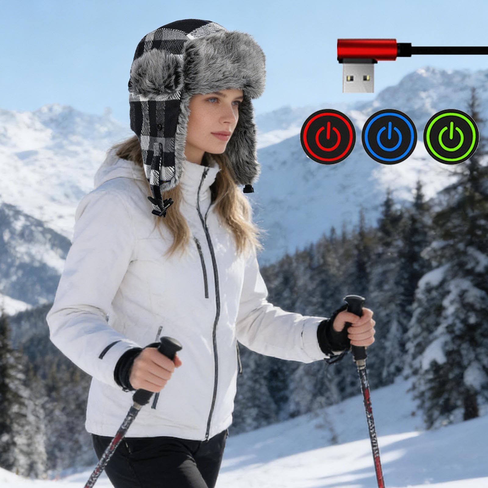 Generisch Gorra de trampa para el invierno | Triple nivel de calor con felpa cálida | Gorro de cazador climatizado para los días fríos de invierno, al andar en bicicleta, senderismo, desplazamientos y