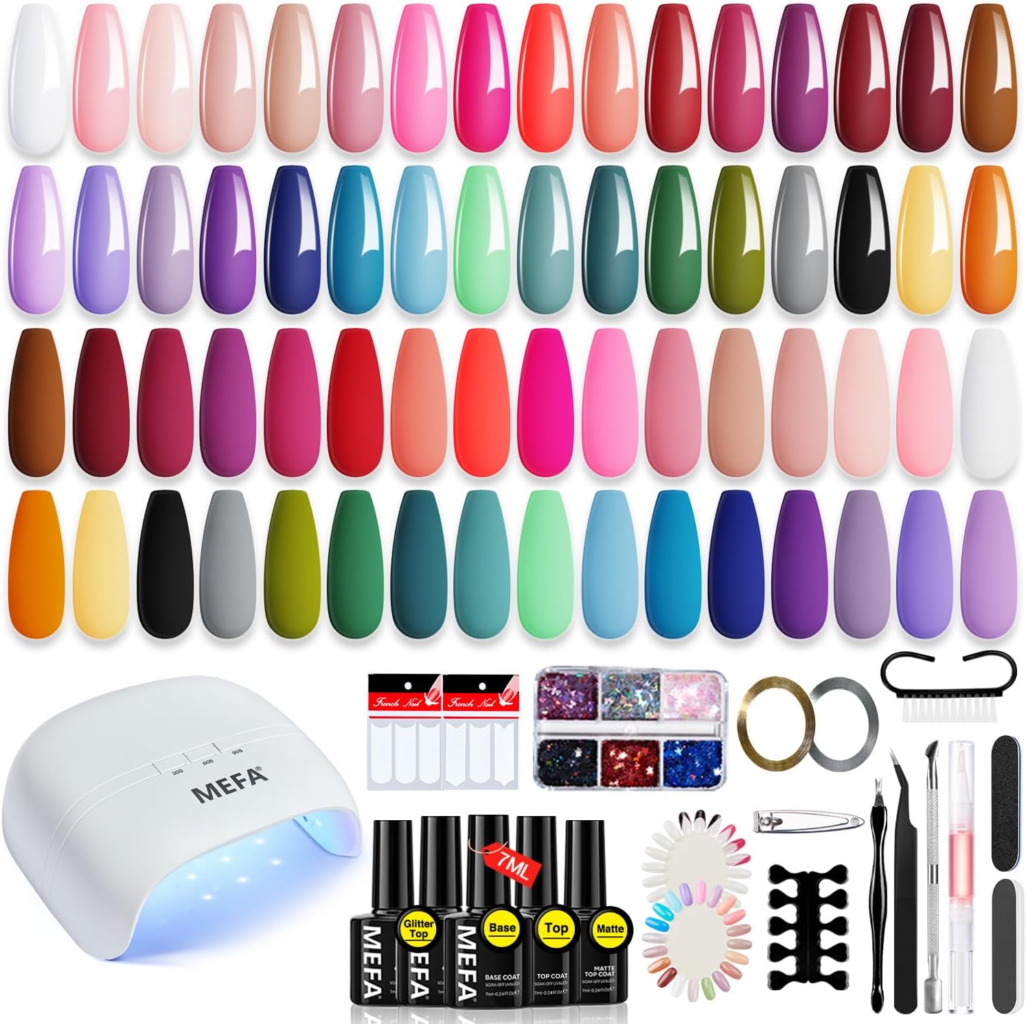 MEFA Gel Nail Polish Kit with U V Light, 32 Colors Classic Popular Gel