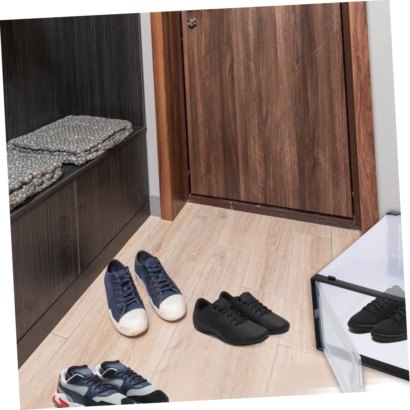 Durchsichtiger Schuhkarton mit Schubladenstil, 2 Stück aus Pp, Schwarz