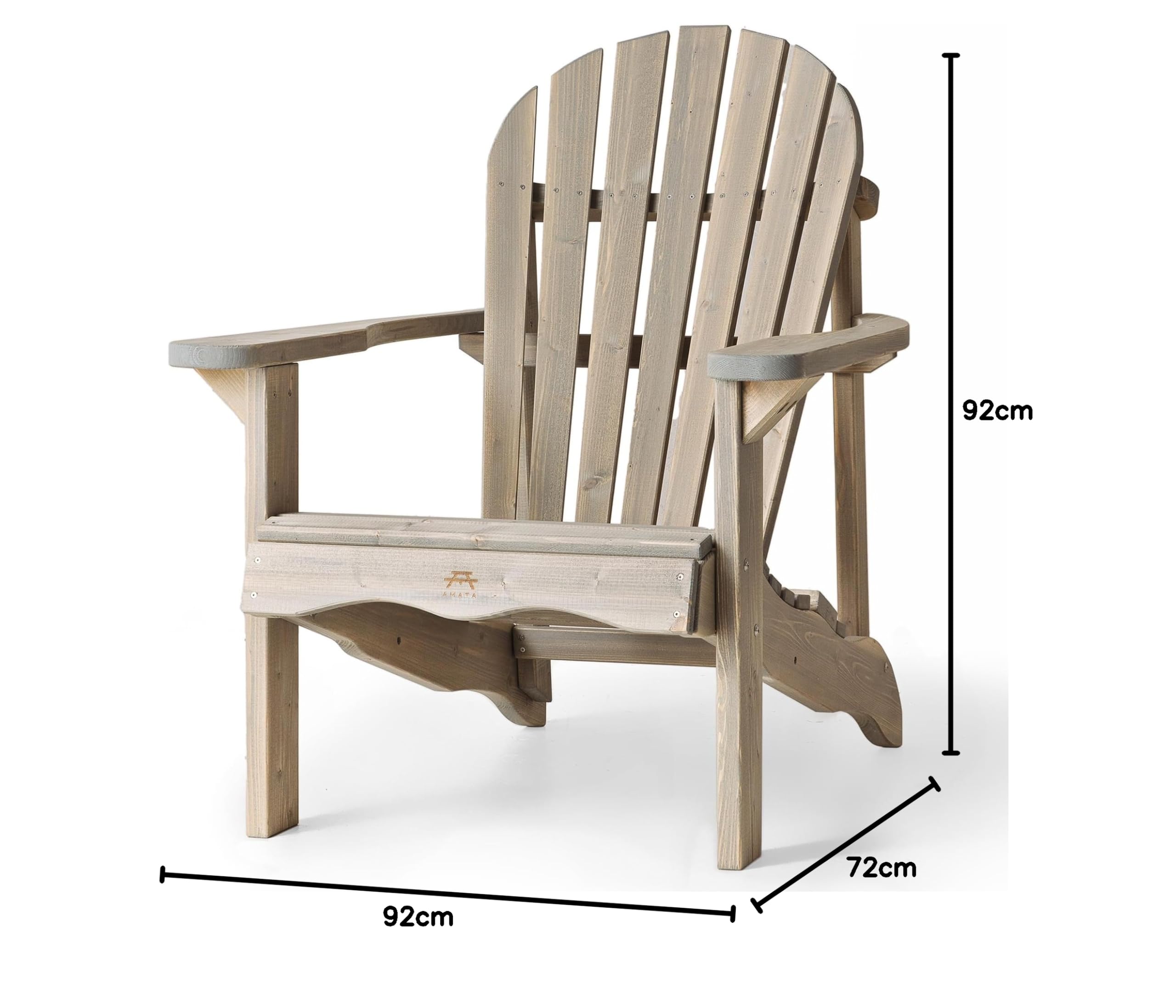 AMATA Sedia singola Adirondack per esterni, collezione UNGURS - Sedia in legno resistente alle intemperie per patio, cortile e giardino braciere - ergonomica e resistente, design senza tempo (grigio)