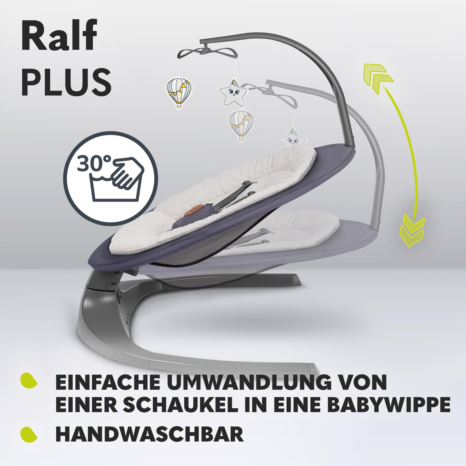 LIONELO Ralf 2in1 Babywippe und Liegestuhl, Fernbedienung, 12 Melodien | zwei Schaukelrichtungen, 5 Schaukelgeschwindigkeiten, Sperrung, Rückenlehnenverstellung, Timer, leiser Betrieb