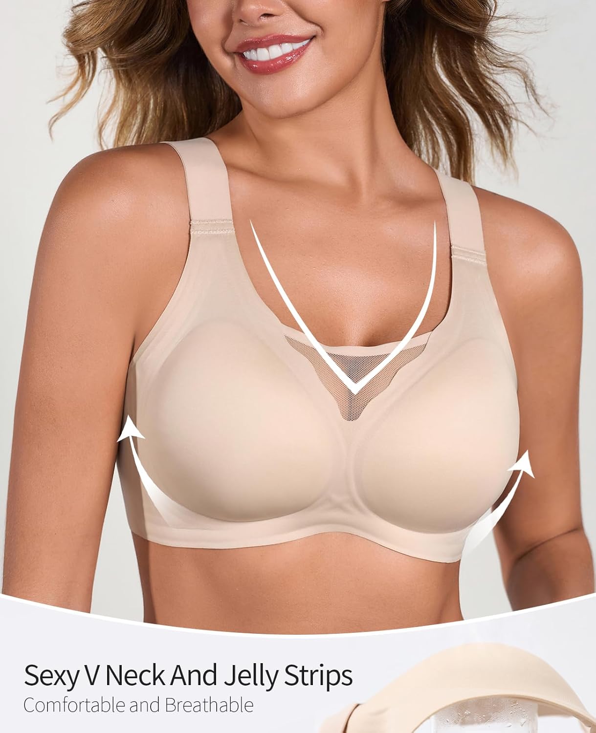 GLNEGE Womens Seamless Jelly Bra Comfortable Push Up No Underwire Supportive Bras Full Coverage Soft Everyday Bra - Image 2