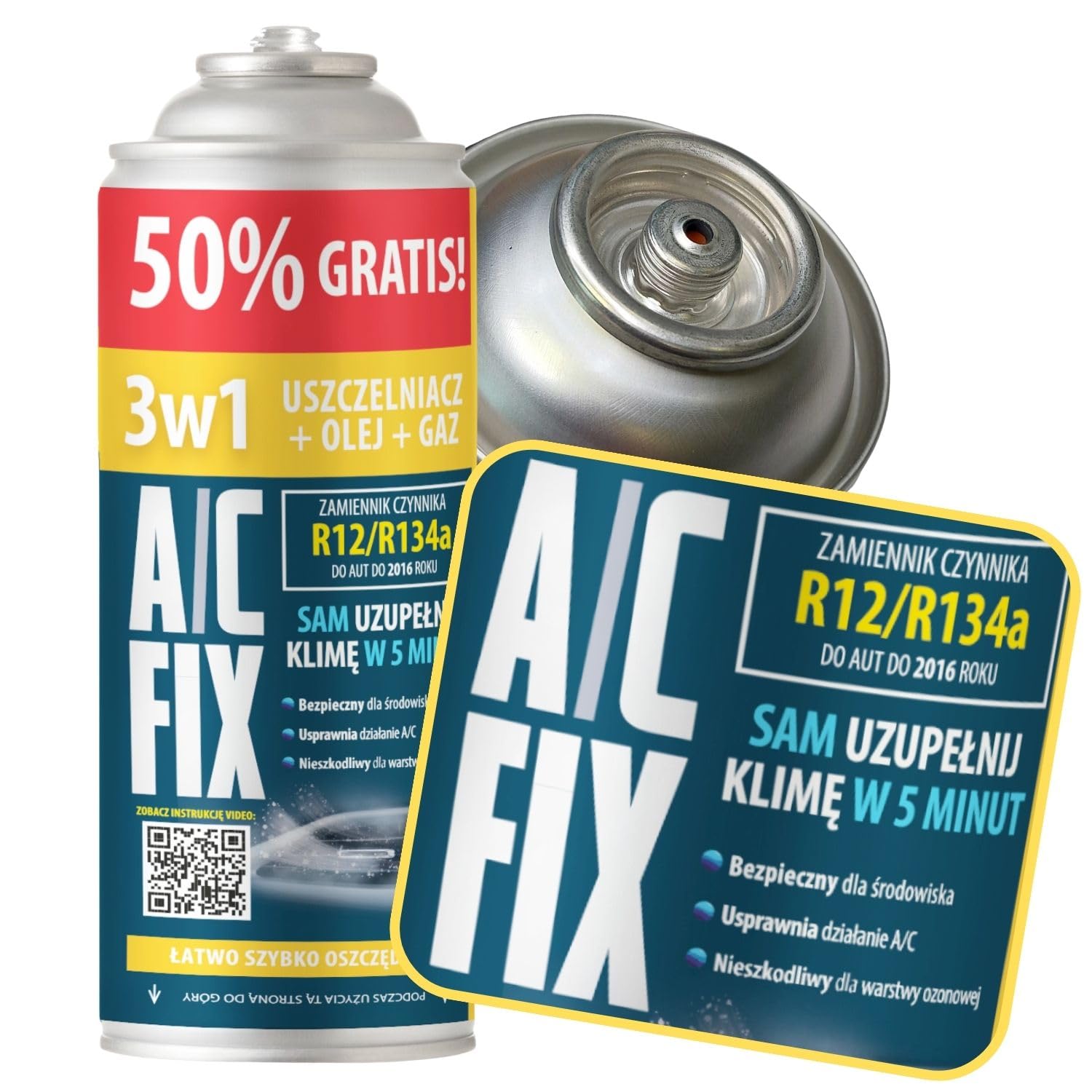 COOL5 vervangend koelmiddel r134a voor auto-airconditioning - 1 doos 5-in-1, 290 g drukleiding met manometer