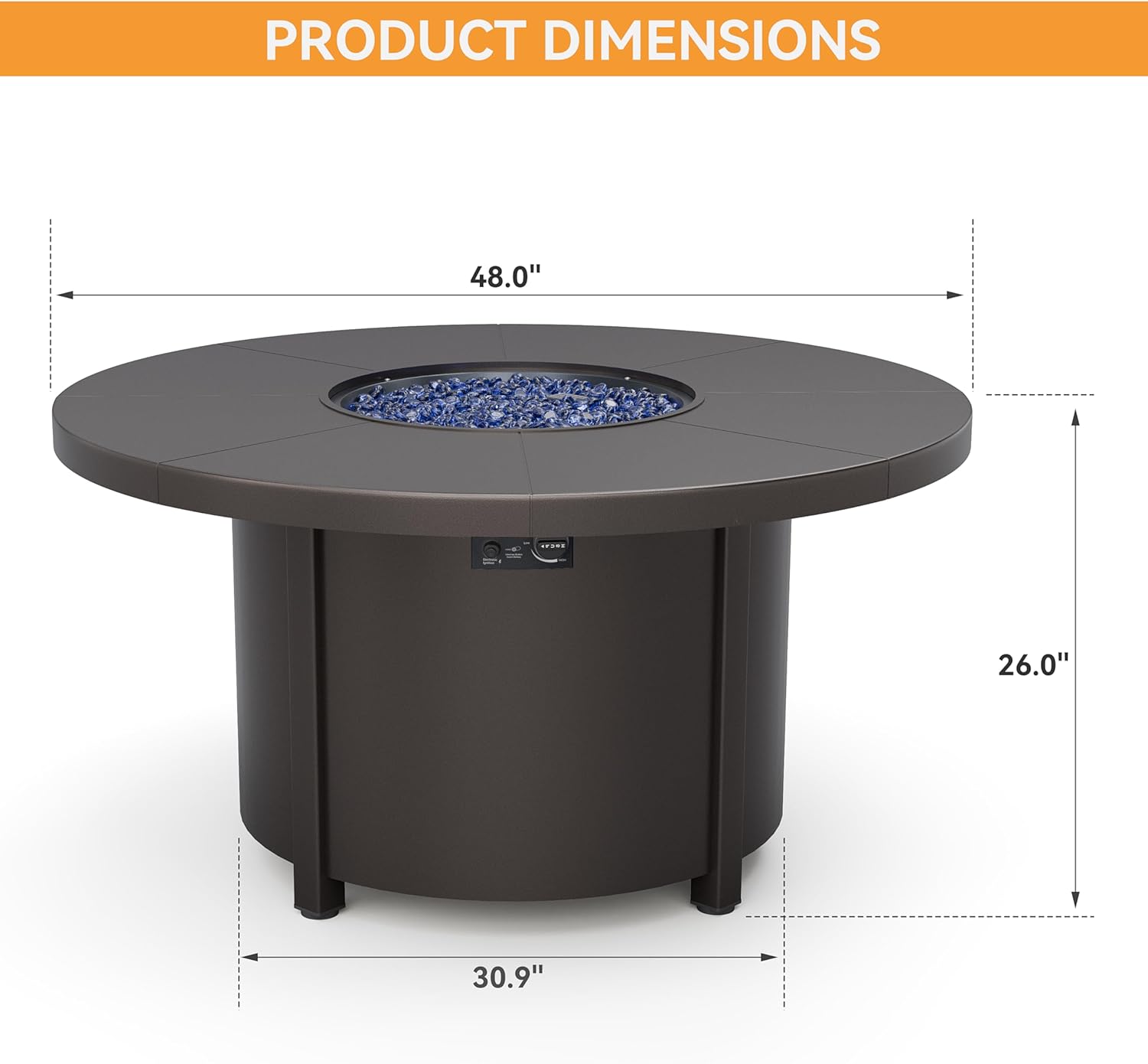 ALAULM Round Gas Fire Pit Table 48in, 40000 BTU Outdoor Propane Fire Pit with Round Metal Tabletop, Adjustable Flame,Windshield CSA Certification for Outside Patio and Garden ALAULM Round Gas Fire Pit Table 48in, 40000 BTU Outdoor Propane Fire Pit with Round Metal Tabletop, Adjustable Flame,Windshield CSA Certification for Outside Patio and Garden