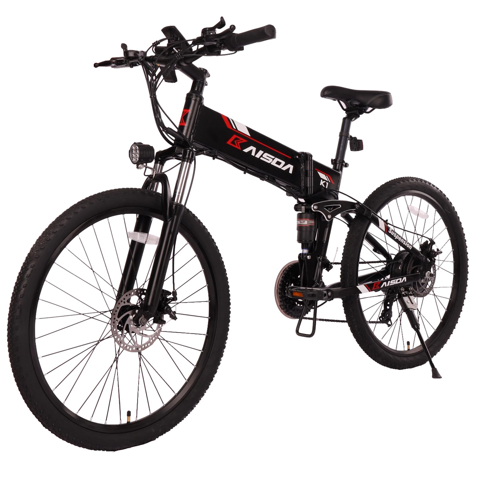 KAISDA E-Bike Klapprad Elektrofahrrad K1 26-Zoll-Elektro-Mountainbike,  Abnehmbarer Akku 48V10 AH, 21-Gang, LCD-Display, Schwarz : Amazon.de: Sport  & Freizeit