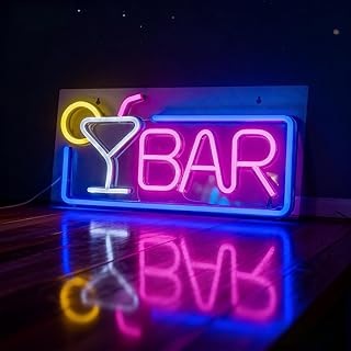 LED Neon Schild: LED Werbeschild Bier Neon Schild, Wanddekor LED Leuchtreklame Bar Schild, für Innenraum Bar Dekoration, Hausbar, Pub, Club, Party (42×22cm)