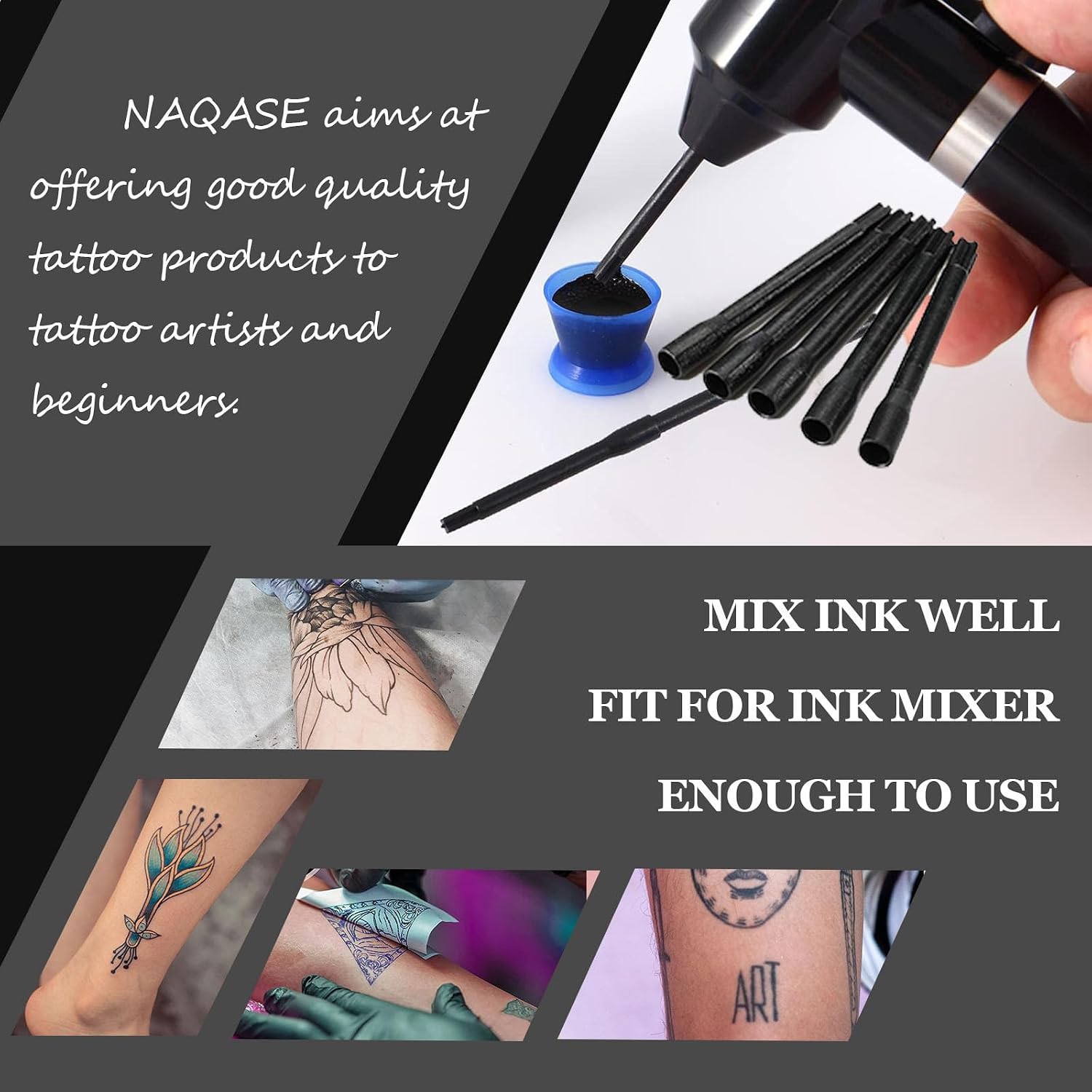 300pcs Tattoo Pigment Mixer Sticks - NAQASE Tattoo Ink Mixing Sticks Black Watercolor Pigment Mixer Sticks Pigment Supplies