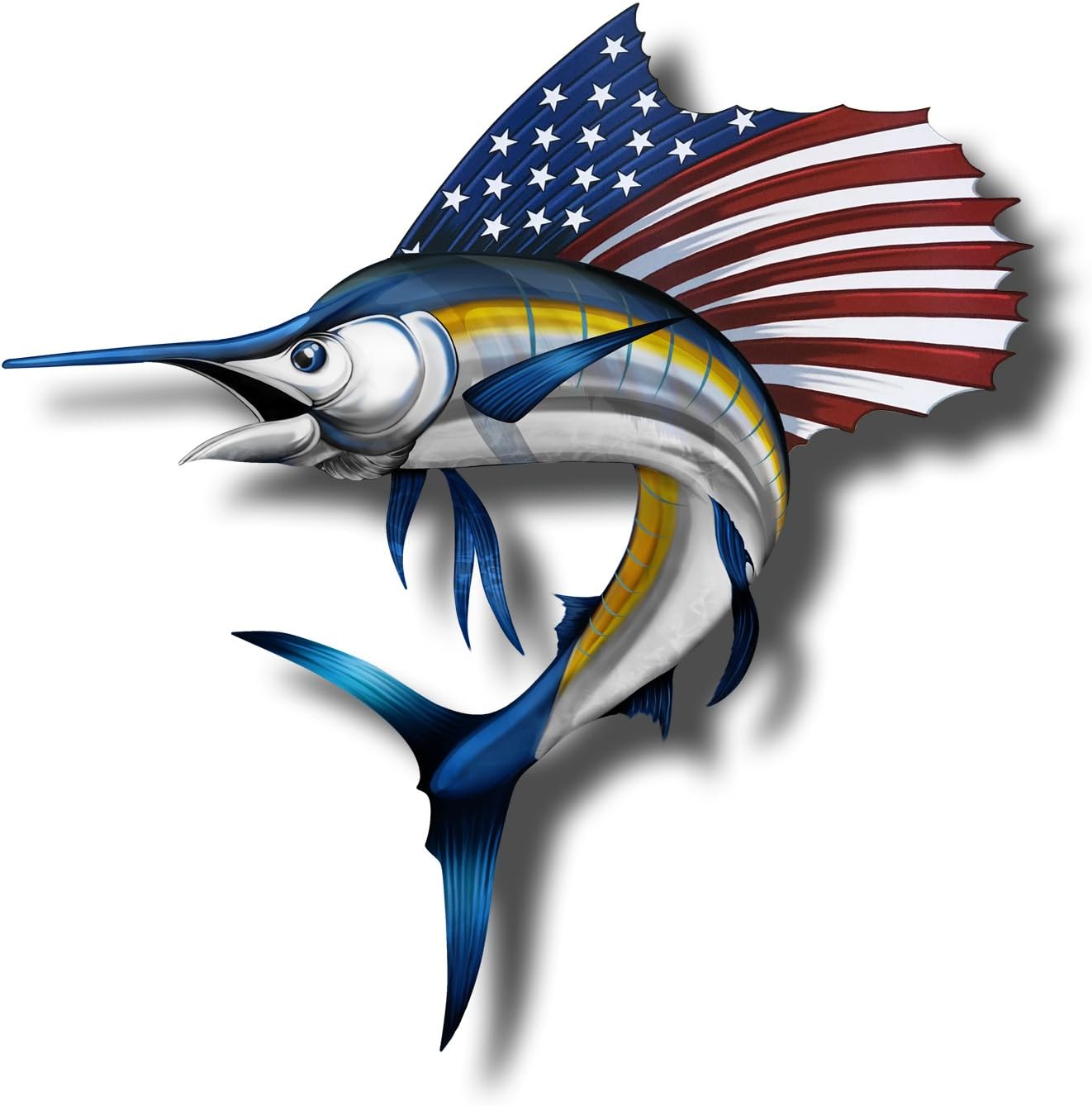 215 Decals, Graphics, Skins & Stickers USA Marlin Fish Sticker Patriotic American Flag Fishing Boating Decal