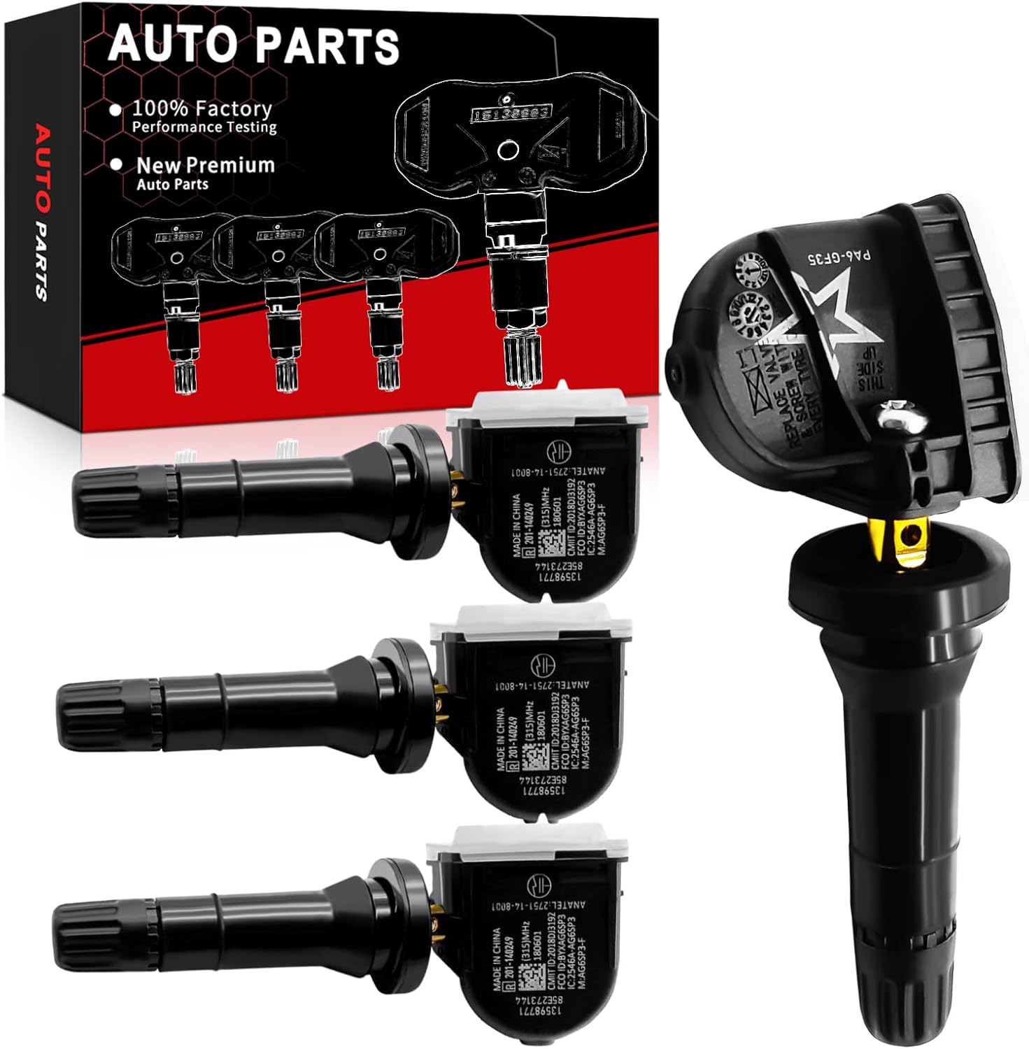 Pre-Programmed TPMS Sensor 315Mhz Fits for:-Chevrolet Suburban Avalanche Aveo Captiva Sport Equinox Malibu,for:-GMC Canyon Yukon XL for:-Pontiac g8 OE#13598771 13586335(4Pcs)