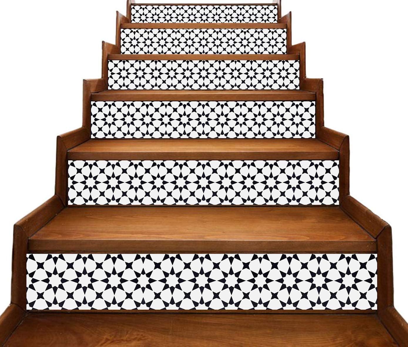 InfiniteDots Peel and Stick Stair-Riser Decals - Moroccan Style - Pack of 5 Strips
