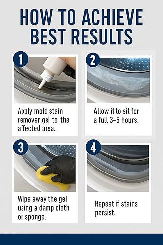 Vista 13 de ACTIVE Limpiador de gel removedor de manchas de moho, limpiador de manchas de alta resistencia para carga frontal, sello de lavadora, lechada