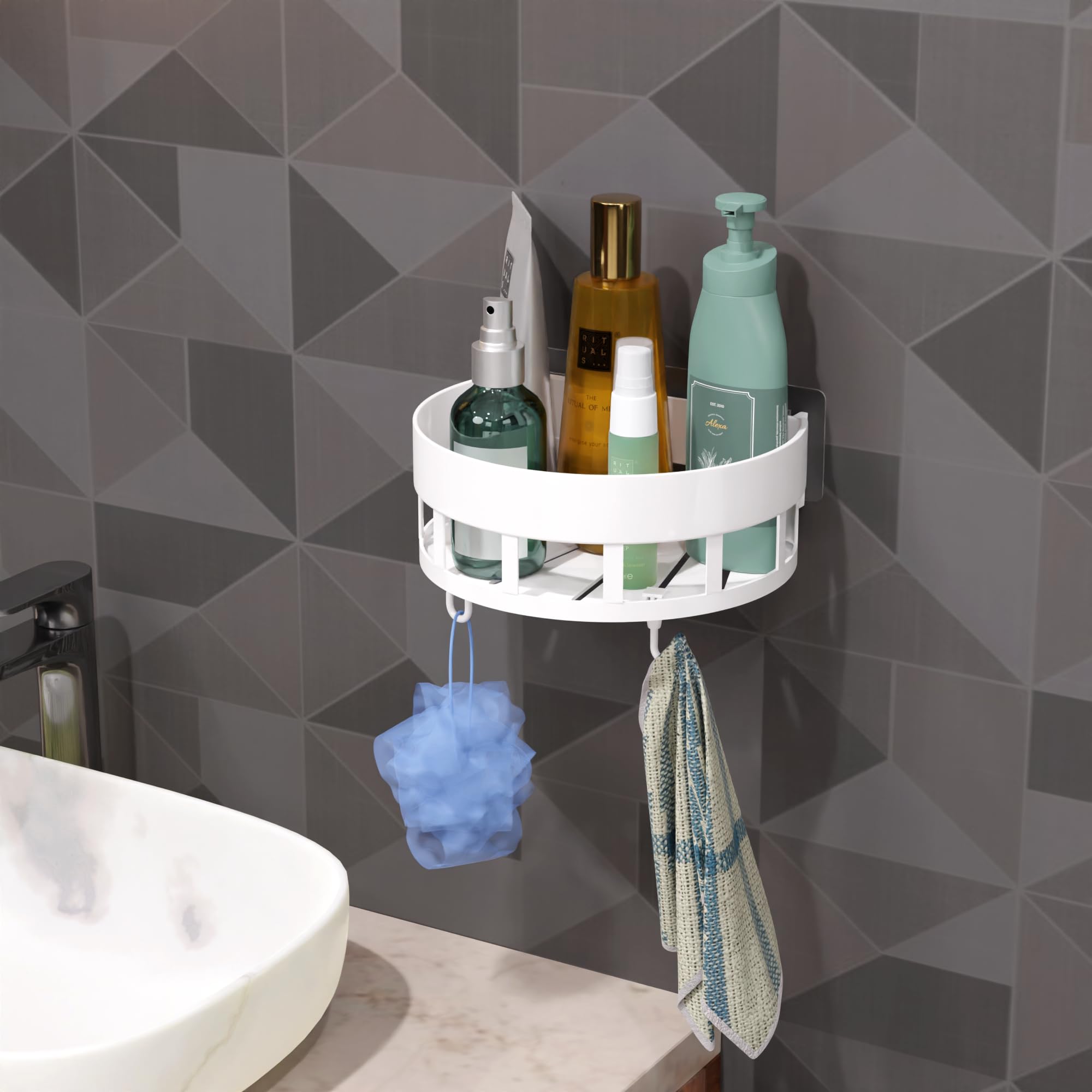 Yixty Plastic Multi-Storage Corner Storage and Hanging Hook Combo for Bathrooms with Self-Adhesive Stickers (PACK of 1) (B0CGRJS77S) Amazon Price History, Amazon Price Tracker