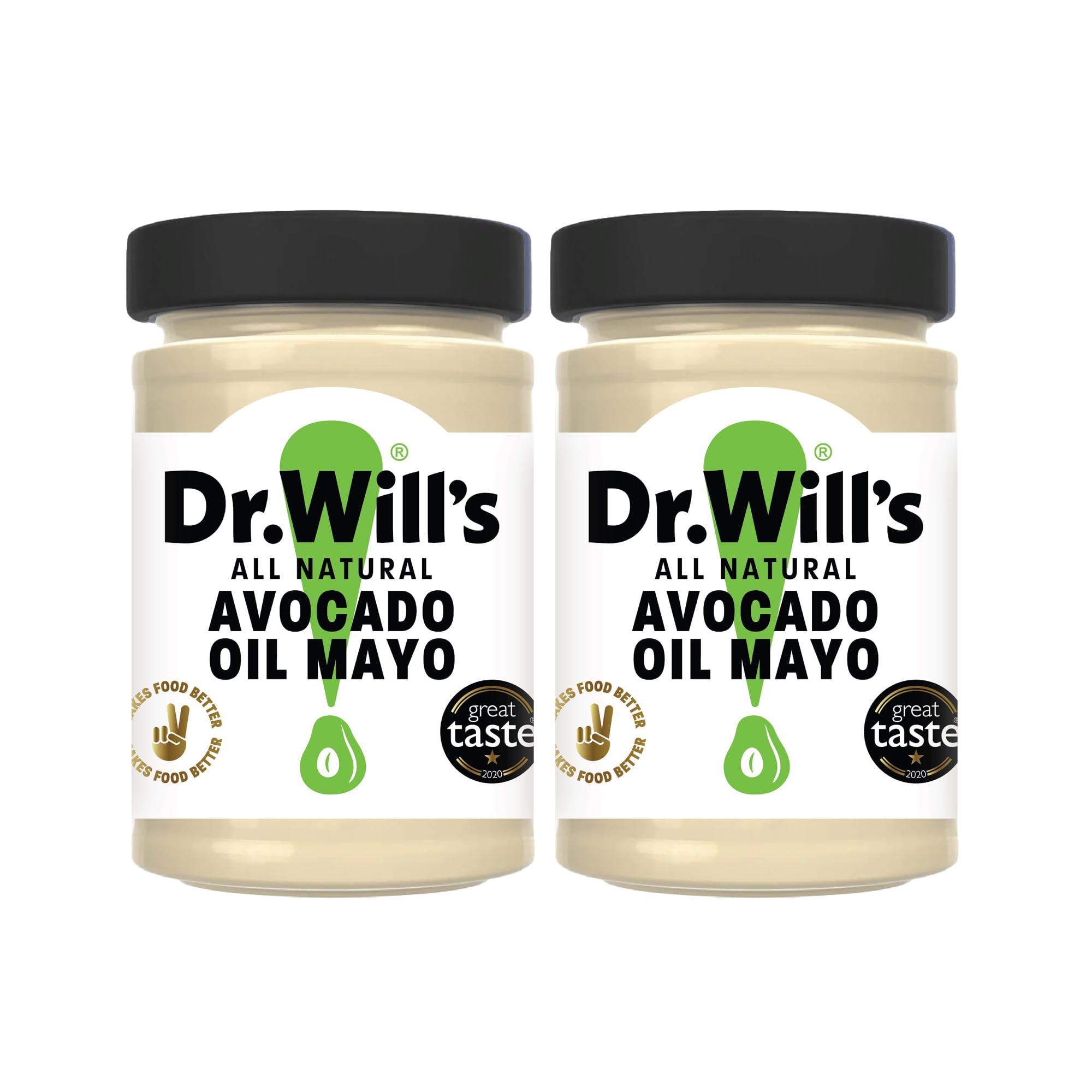 Dr Will's Avocado Oil Mayonnaise with No Artificial Sweeteners - 2 x 175g Jars - Made with Pure Avocado Oil & British Free Range Egg Yolk | Sugar Free Avocado Mayo | Keto