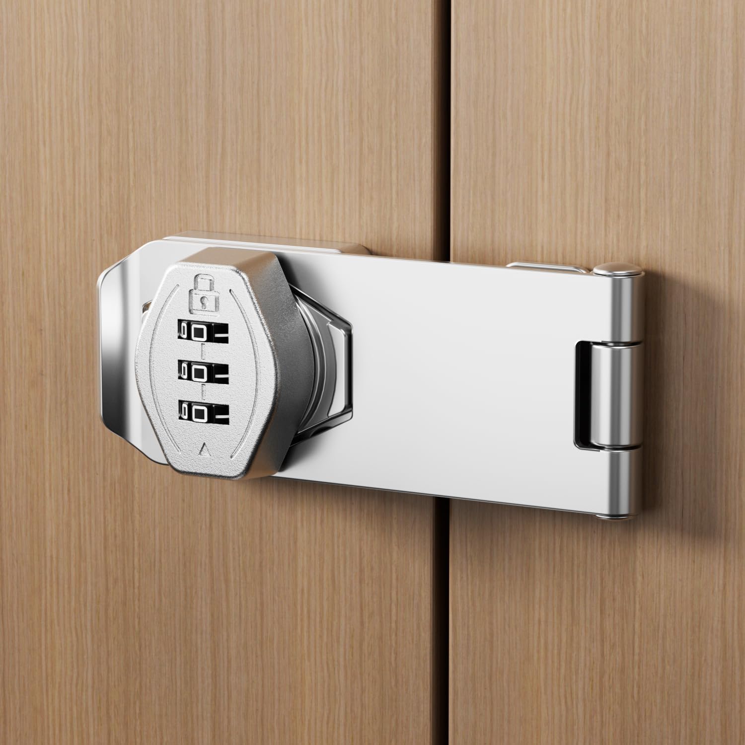 Kshavi Keyless Cabinet Lock 3-Digit Password Combination Code Hasp Latch Door Security Slide Latch for Locker, Fence, Bathroom, Outdoor, Garden (Silver, 4 Inch)