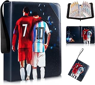 Egmelos Trading Card Binder, PU Leather Football Card Binder, Football Card Holder for 400 Cards, Card Collection Folder with 50 Sleeves, Zipper, Binder Album for Baseball Cards, Sports Star Cards
