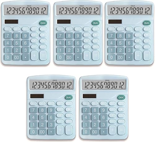 Miniatura 7 de YOUHO Calculadora de escritorio de oficina rosa, batería solar de 12 bits, doble potencia, función estándar, calculadora electrónica con pantalla