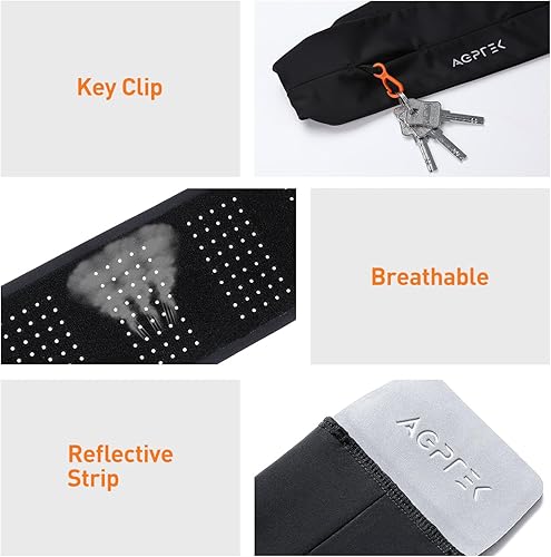 Miniatura 6 de AGPTEK Cinturón ajustable para correr con botella de agua, cangurera de hidratación delgada para hombres y mujeres, bolsa de cintura sin rebote para