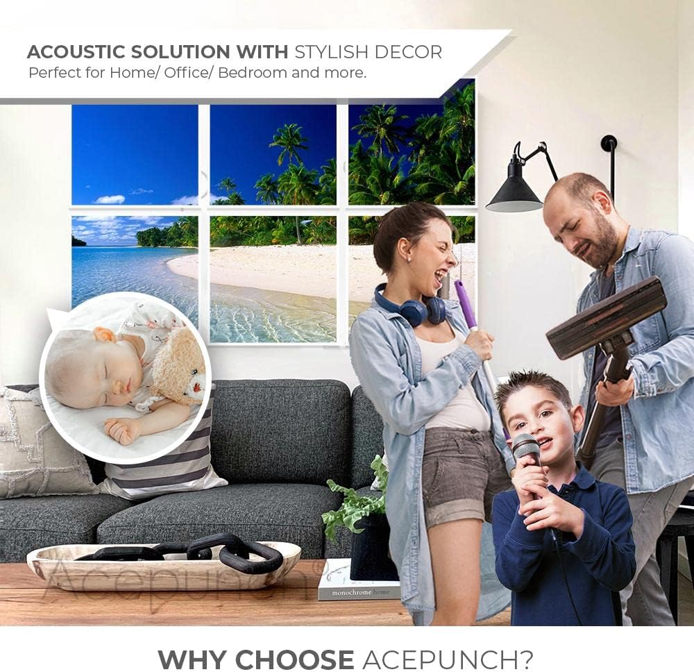 12 Pcs Decorative DIY Felt Wall Art Acoustic Panel Display Sound Reducing Barrier & Noise Reduction for Recording in Studio Room & Home Strong Adhesive Nature Design E 35.4 x 47.2 in AP1228