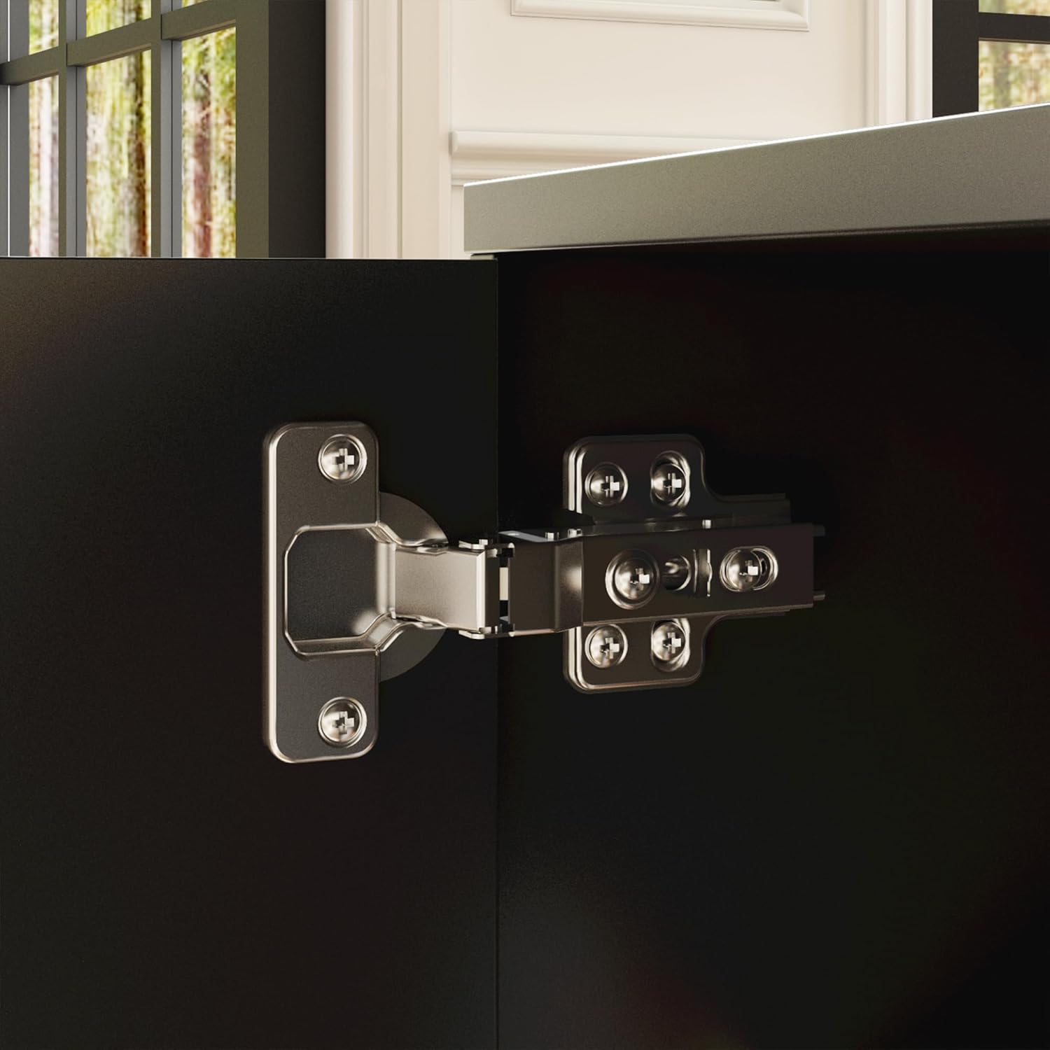 Hinge mechanism on Homsee desk cabinet door