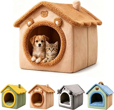 Cozy Cave Dog Bed & Indoor Cat House, Foldable Cat House,#B:M