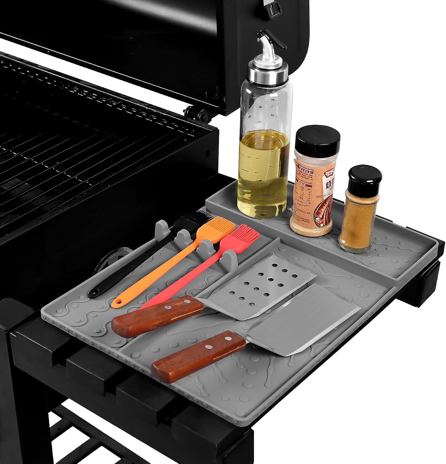 Griddle Mat Barbeque Grill Accessories Tools for Blackstone, Side Shelf Grill Accessories for Outdoor, Dish Dry Mat for Kitchen Countertops,Coffee Bar Mat, Spatula Drip Pad, BBQ Mat (Grey) - Amazon product rated Grade B
