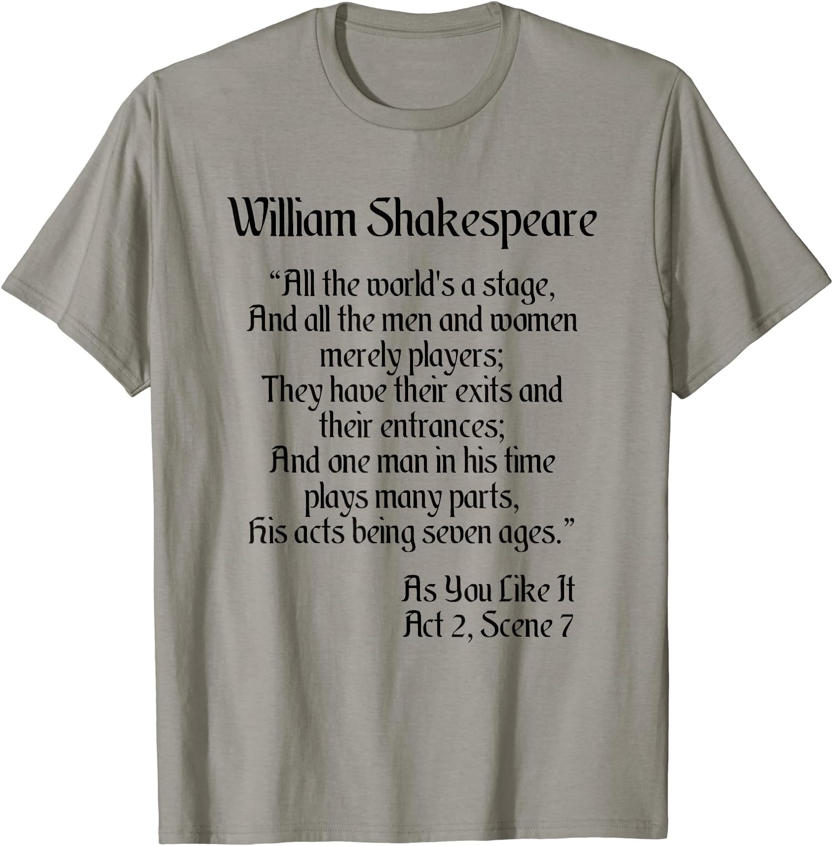 Shakespeare Play QuotesShakespeare Shirt Quote - All The World's A Stage T-Shirt