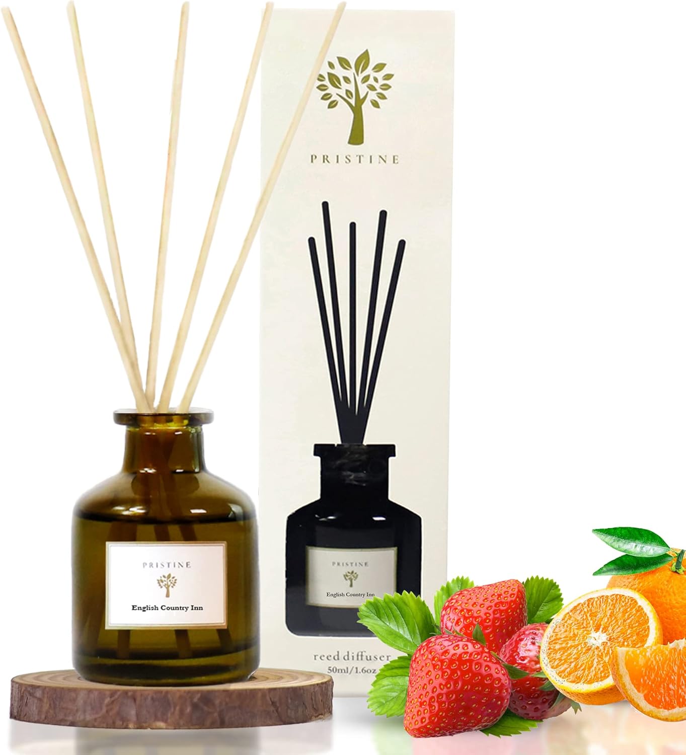 PRISTINE English Country Inn Reed Diffuser for Home | Fresh Blend of Strawberry, Vanilla, Musk Reed Diffuser Set, Oil & Reed Diffuser Sticks | Home & Office Decor | Fragrance - Image 2