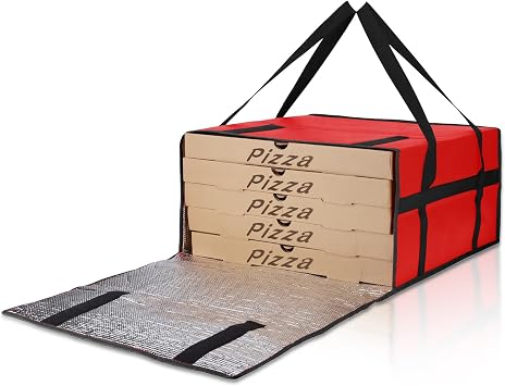 Bodaon Pizza Bags for Delivery, Insulated Pizza Delivery Bag for Door Dash, 20" x 20" x 10" Pizza Warmer Bags for Carry Hot, Pizza Pack for Food Delivery Doordash, Food Delivery Accessories, Red