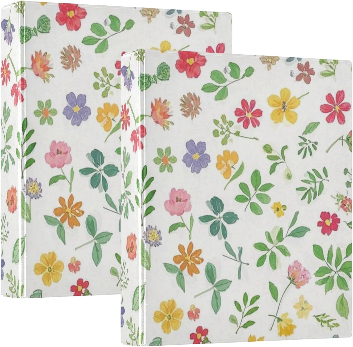 Hardcover 3 Ring Binders 1.5 Inch D Rings Binder with Clipboard Floral Pattern Decorative for Office Recipe,Multi12