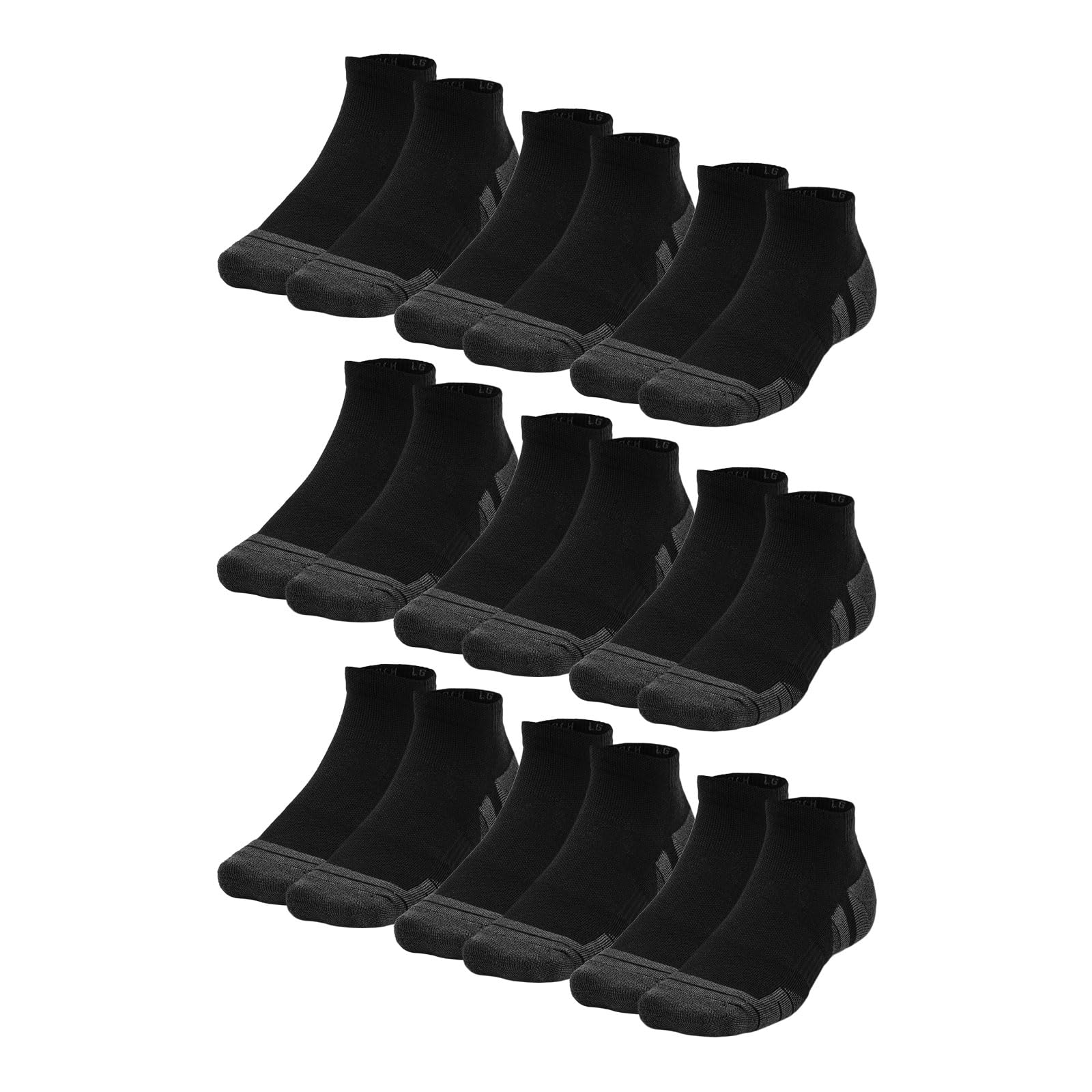 Under Armour 6 Pairs Men's Women's Performance Tech Low Cut Sports Socks, Colour: Black, Size: 42-47.5, Item:-001 Black